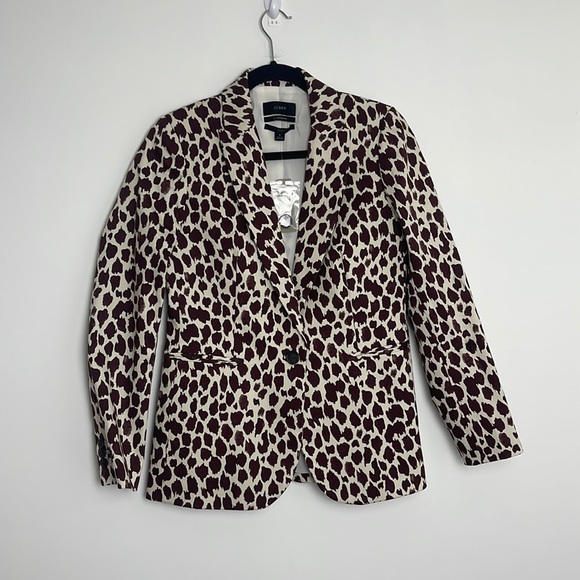 NEW J. Crew Parke Blazer In Giraffe Printed Bi-stretch Cotton in Brown size 4 - Picture 1 of 6